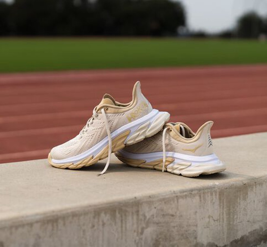 Hoka One One Mens Running Shoes - Clifton Edge - Beige - NSCX38420
